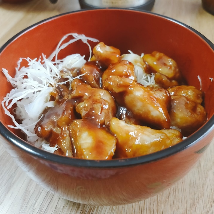 鶏もも肉の甘酢丼